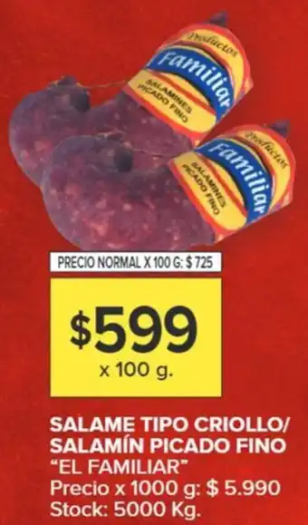 Carrefour SALAME TIPO CRIOLLO/ SALAMÍN PICADO FINO X 100G oferta
