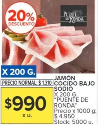 Carrefour JAMÓN COCIDO BAJO SODIO X 200G oferta