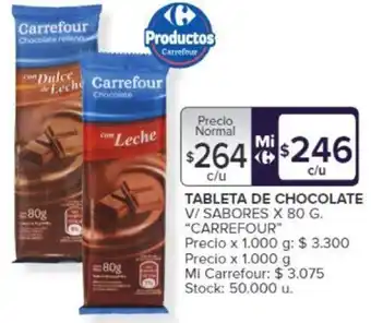 Carrefour ABLETA DE CHOCOLATE V/ SABORES X 80 G oferta