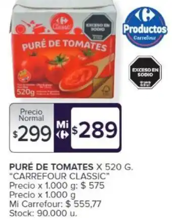 Carrefour PURÉ DE TOMATES X 520 G oferta
