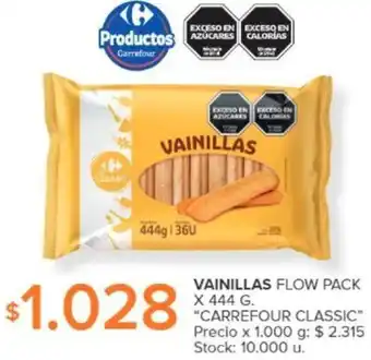 Carrefour VAINILLAS FLOW PACK X 444 G oferta