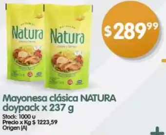 Supermercados Buenos Días Mayonesa clásica NATURA doypack x 237 g oferta