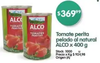 Supermercados Buenos Días Tomate perita pelado al natural ALCO x 400g oferta