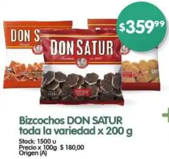 Supermercados Buenos Días Bizcochos DON SATUR toda la variedad x 200 g oferta