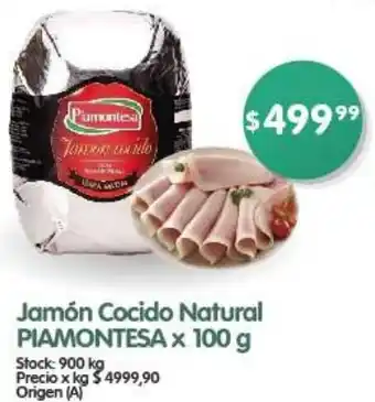 Supermercados Buenos Días Jamón Cocido Natural PIAMONTESA x 100 g oferta