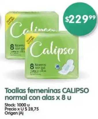 Supermercados Buenos Días Toallas femeninas CALIPSO normal con alas x 8 u oferta
