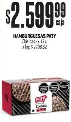 Makro HAMBURGUESAS PATY Clásicas x 12 u oferta