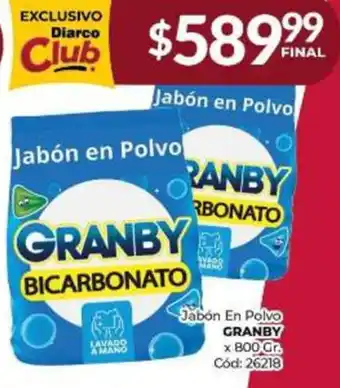 Diarco Jabón En Polvo GRANBY x 800 Gr oferta