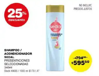 Atomo Conviene SHAMPOO / ACONDICIONADOR SEDAL PRESENTACIONES SELECCIONADAS 340ml oferta