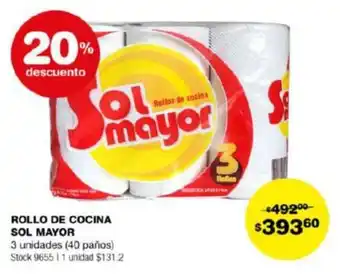Atomo Conviene ROLLO DE COCINA SOL MAYOR 3 unidades (40 paños) oferta