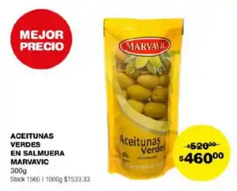 ACEITUNAS VERDES EN SALMUERA MARVAVIC 300g