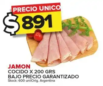 Carrefour Maxi JAMON COCIDO X 200 GRS BAJO PRECIO GARANTIZADO oferta