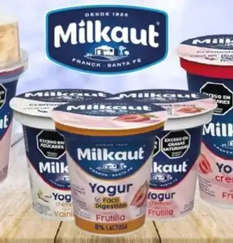 Carrefour Maxi MILKAUT YOGUR CREMOSO SABOR NATURAL/ENT FRUTILLA/ENT VAINILLA POTE X 180/190 GRS oferta