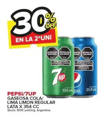 Carrefour Maxi PEPSI / 7UP GASEOSA COLA / LIMA LIMON REGULAR LATA X 354 CC oferta