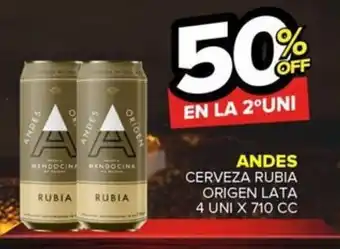 Carrefour Maxi ANDES CERVEZA RUBIA ORIGEN LATA 4 UNI X 710 CC oferta