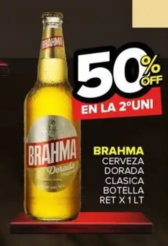 Carrefour Maxi BRAHMA CERVEZA DORADA CLASICA BOTELLA RET X1 LT oferta