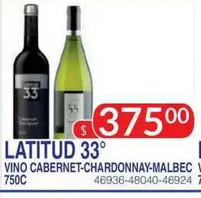 Masivos Latitud 33° Vo,p Cabernet-chardonnay-malbec x 750c oferta