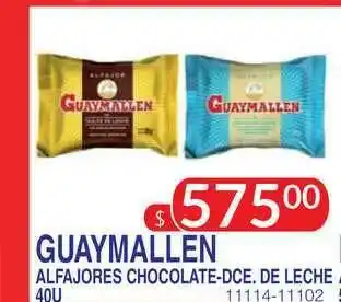 Masivos Guaymallen Alfajores Chocolate-DCE. De Leche 40U oferta
