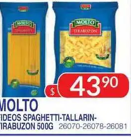 Masivos Molto Fideos Spaghetti-Tallarin-Tirabuzon 500G oferta