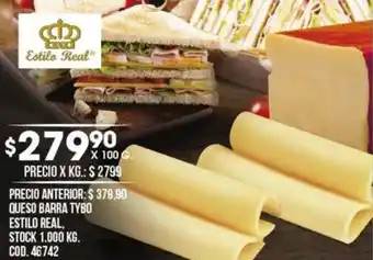 Coto QUESO BARRA TYBO ESTILO REAL, X 100 G. oferta