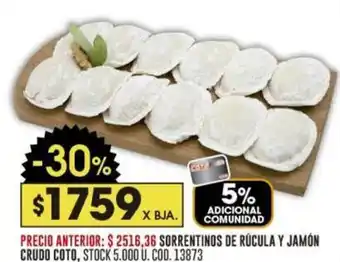 Coto SORRENTINOS DE RÚCULA Y JAMÓN CRUDO COTO, X BJA. oferta