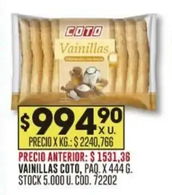 Coto VAINILLAS COTO, PAQ. X 444 G. oferta