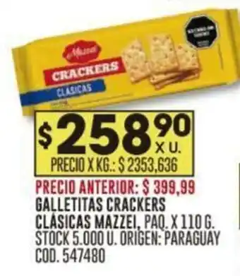 Coto GALLETITAS CRACKERS CLÁSICAS MAZZEI, PAQ. X 110 G. oferta