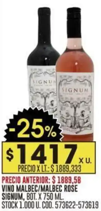 Coto VINO MALBEC/MALBEC ROŠE SIGNUM, BOT. X 750 ML. oferta