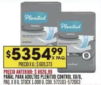 Coto PAÑAL PARA ADULTOS PLENITUD CONTROL XG/G, PAQ. X 8 U. oferta
