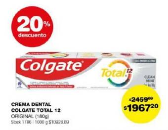 Carrefour CREMA DENTAL COLGATE TOTAL 12 ORIGINAL (180g) oferta