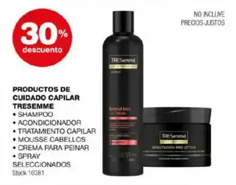 Carrefour TRESEMME • SHAMPOO • ACONDICIONADOR • TRATAMIENTO CAPILAR • MOUSSE CABELLOS • CREMA PARA PEINAR • SPRAY SELECCIONADOS oferta