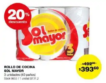 Carrefour ROLLO DE COCINA SOL MAYOR 3 unidades (40 paños) oferta
