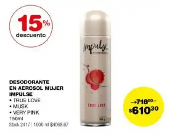 Carrefour DESODORANTE EN AEROSOL MUJER IMPULSE • TRUE LOVE • MUSK • VERY PINK 150ml oferta