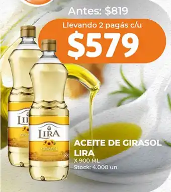 Supermercados Tadicor ACEITE DE GIRASOL LIRA X 900 ML oferta