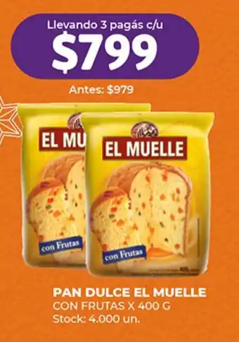 Supermercados Tadicor PAN DULCE EL MUELLE CON FRUTAS X 400 G oferta