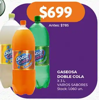 Supermercados Tadicor GASEOSA DOBLE COLA X 3L VARIOS SABORES oferta