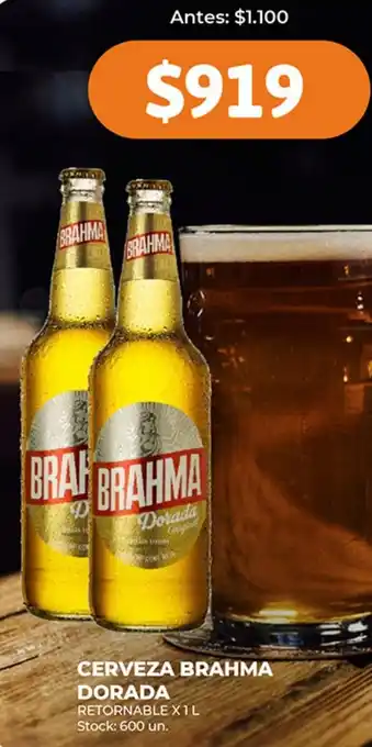Supermercados Tadicor CERVEZA BRAHMA DORADA RETORNABLE X 1L oferta