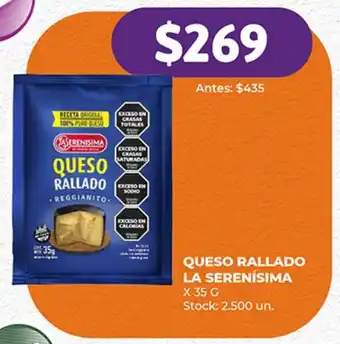 Supermercados Tadicor QUESO RALLADO LA SERENÍSIMA X 35 G oferta