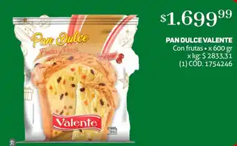 Makro PAN DULCE VALENTE Con frutas x 600 gr oferta
