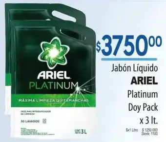 Supermercados Mariano Max Jabón Líquido ARIEL Platinum Doy Pack x 3 lt. oferta