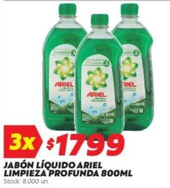 Ferniplast JABÓN LÍQUIDO ARIEL LIMPIEZA PROFUNDA 800ML x 3 oferta