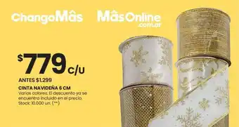 Changomas CINTA NAVIDEÑA 6 CM Varios colores oferta