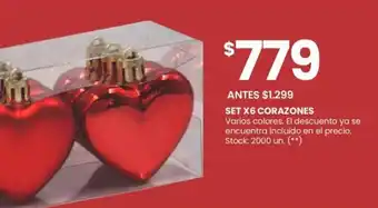 Changomas SET X6 CORAZONES Varios colores oferta