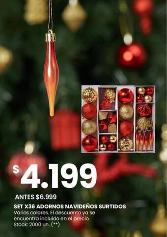 Changomas SET X36 ADORNOS NAVIDEÑOS SURTIDOS Varios colores oferta
