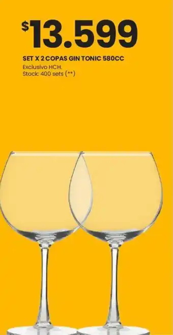 Changomas SET X 2 COPAS GIN TONIC 580CC oferta