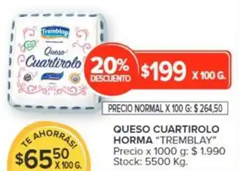 Carrefour QUESO CUARTIROLO HORMA "TREMBLAY” X 100 G. oferta