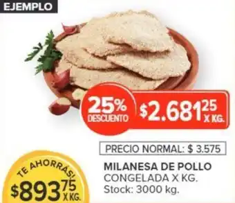 Carrefour MILANESA DE POLLO CONGELADA X KG. oferta