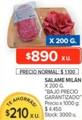 Carrefour SALAME MILÁN X 200 G. "BAJO PRECIO GARANTIZADO" oferta