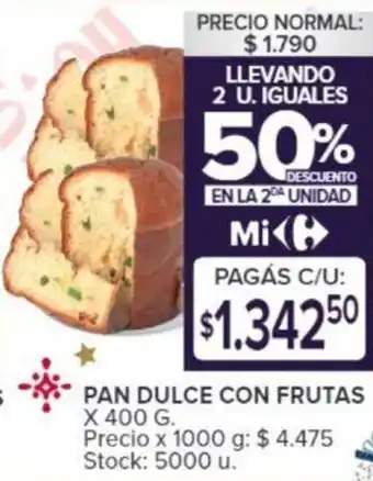 Carrefour PAN DULCE CON FRUTAS X 400 G. oferta