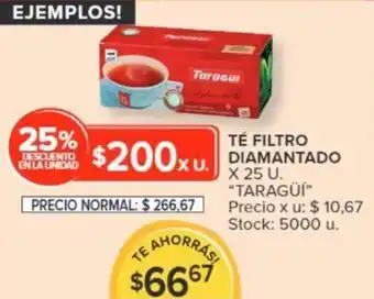 Carrefour TÉ FILTRO DIAMANTADO X 25 U. "TARAGÜÍ" oferta